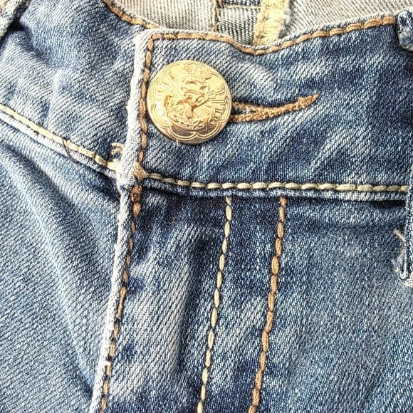 Seven7 Womens Bootcut Jeans Size 28 Medium Wash Embroidered Thick Stitch Denim - Picture 5 of 12